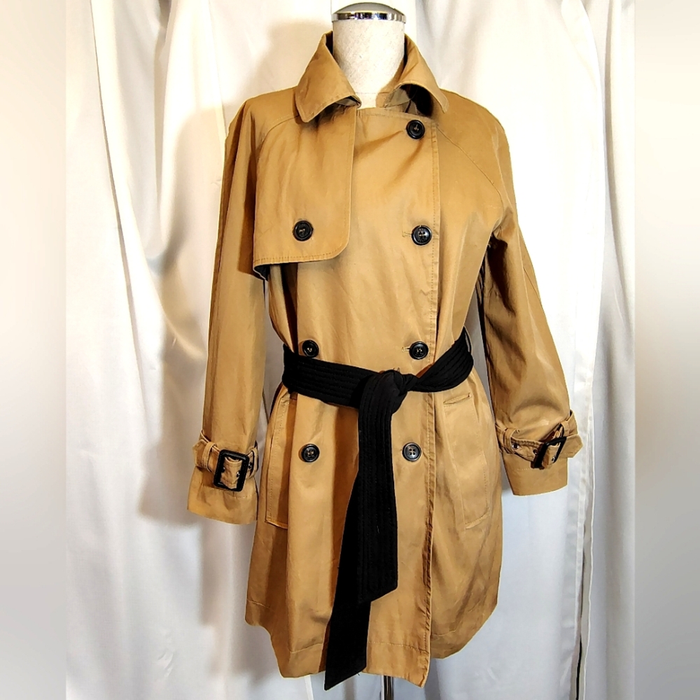 Zara Raincoat, Women, Button Up, Pockets, Collar, Satin Lining, Brown/Black, S